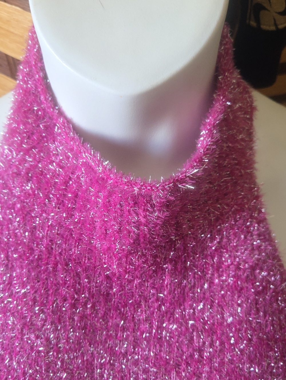 Bar III Sparkle Pink Metallic Knit Halter Top - Picture 3 of 8
